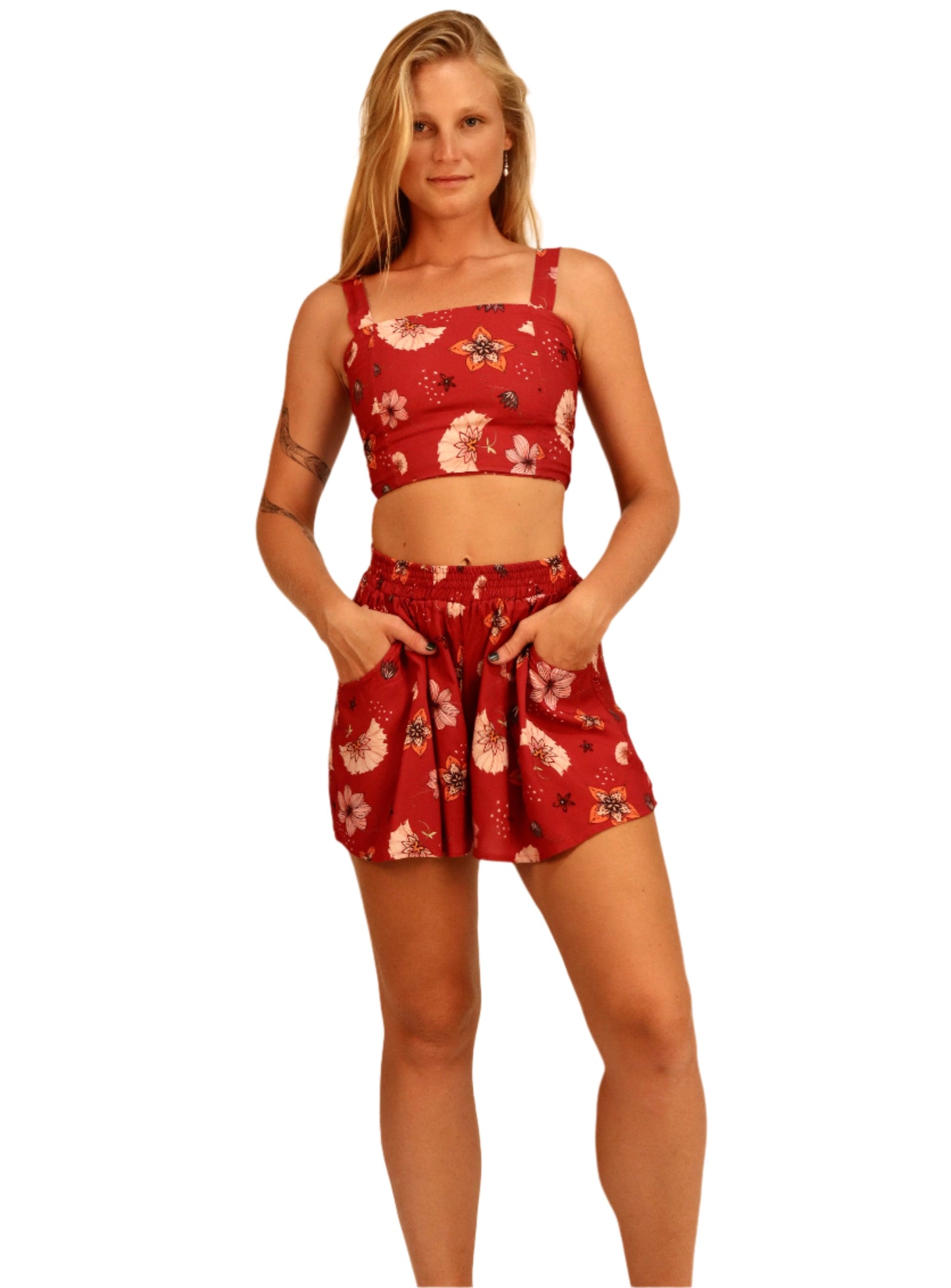 Cropped Top Cherry Flower